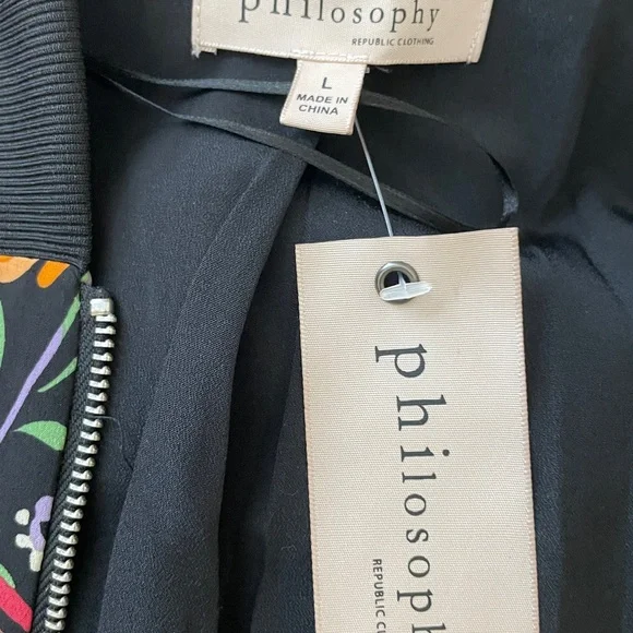Philosophy Black Floral Bomber Jacket - Picture 5 of 6
